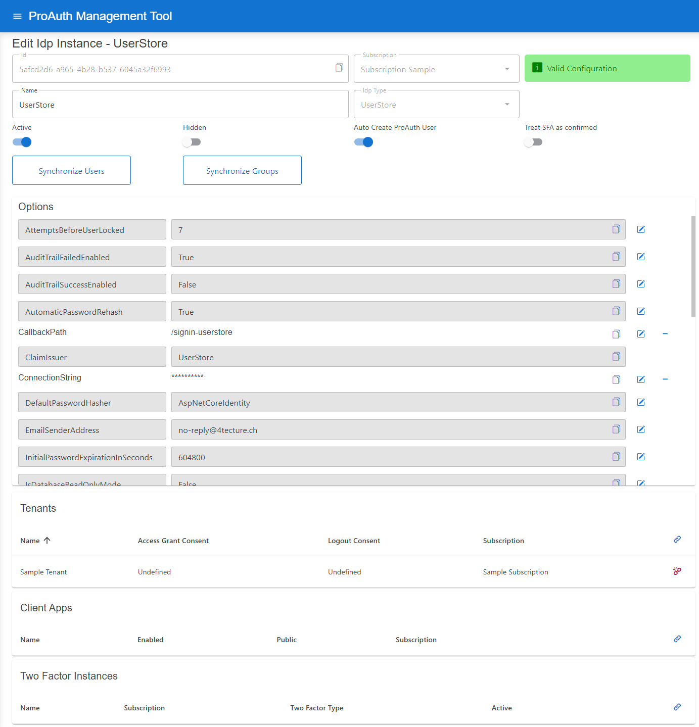 Edit UserStore IDP